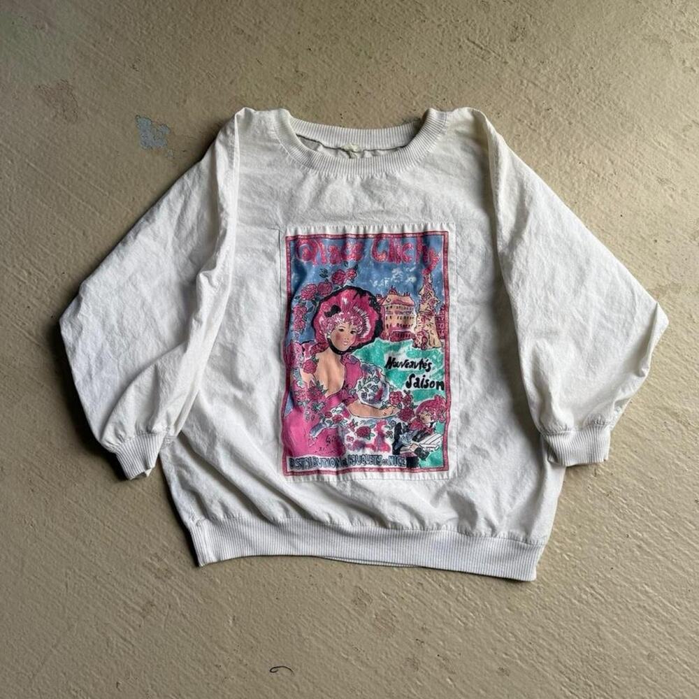 Vintage 80s Linen Place Clichy French Pullover Long Sleeve